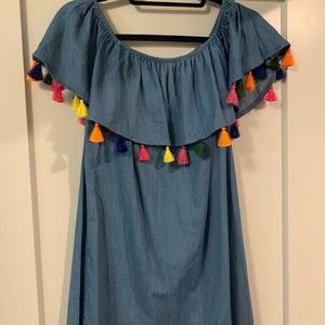 Chambray tassel dress